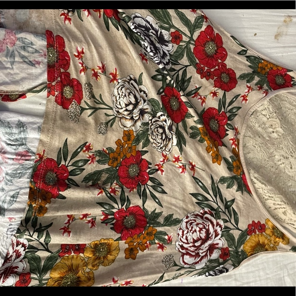 Tan floral crop top